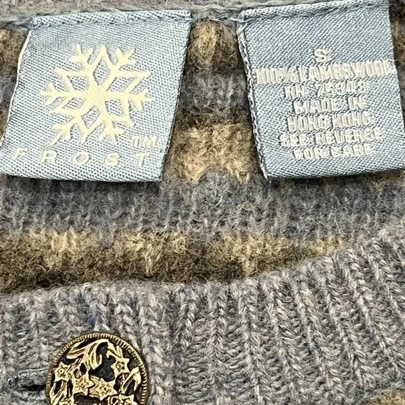 Frost Women's Vintage Wool Button Front Cardigan, Silver Buttons, Blue Gray, S - Picture 2 of 6